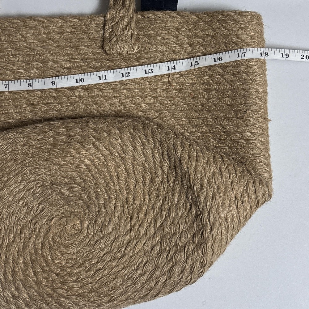 GAP Tote Bag Natural Jute Double Navy Straps Handle Beach Boho Summer Nautical - Picture 12 of 16